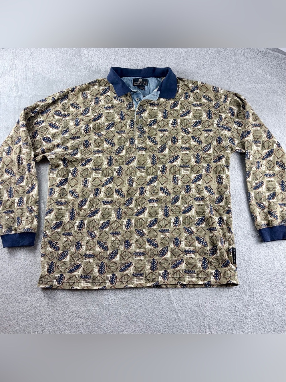 Vintage 90s Structure iconic Men’s Size L maximalist print shirt wearable art